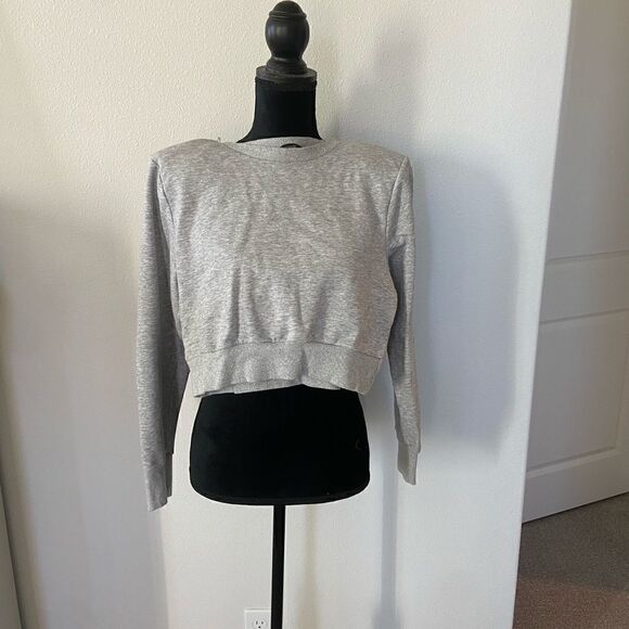 Padded cropped heater grey sweatshirt S never worn - Picture 1 of 3